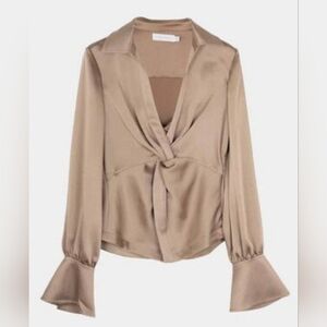 Jonathan Simkhai Beige Satin Blouse Size 4